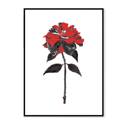 Enchanted Red Rose Art Print-Pen and ink-Brush Point Studio