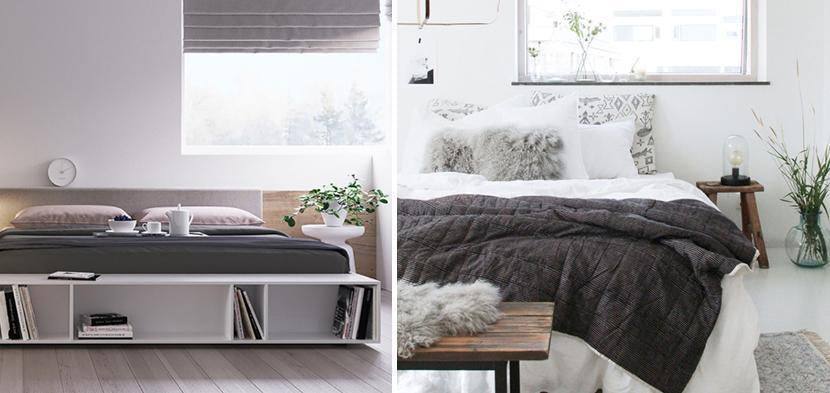 Scandinavian vs. Minimalism: Knowing Lagom from Less is More-Brush Point Studio(Cozy Scandinavian bedroom with minimalist design, neutral bedding, and natural textures)