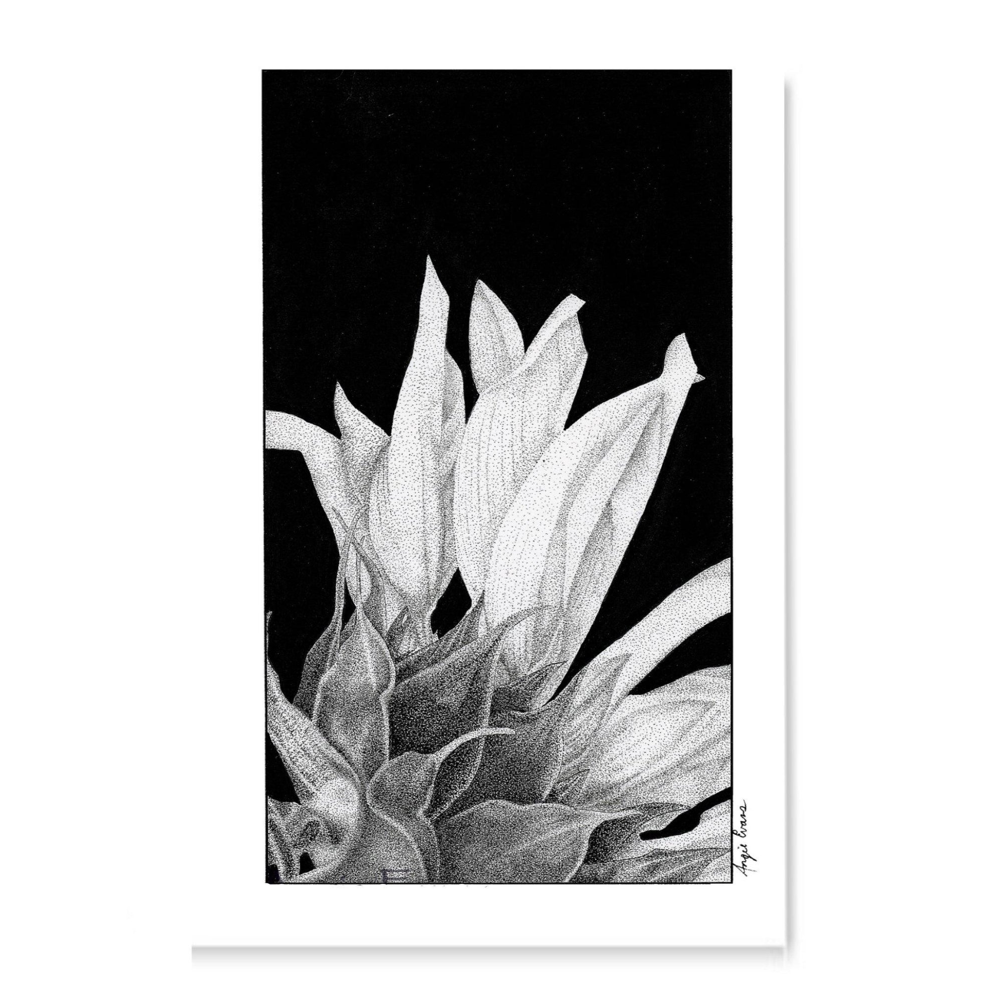 Sunflower Art Print-Pen and ink-Brush Point Studio