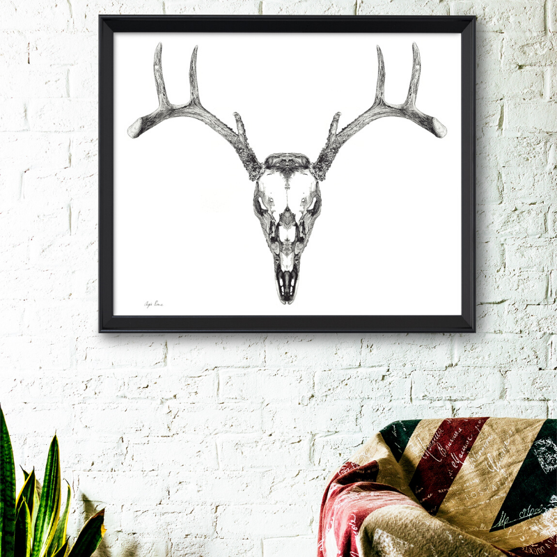 Full Deer Skull Art Print