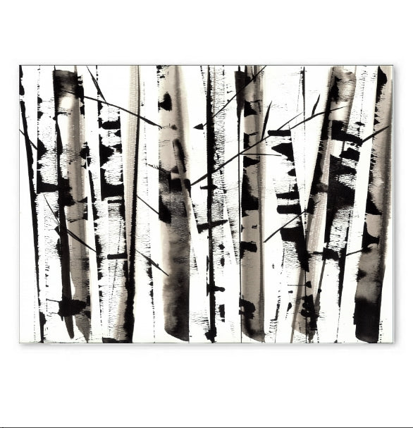 Abstract Silver Birch Trees Version 1-Print-Brush Point Studio