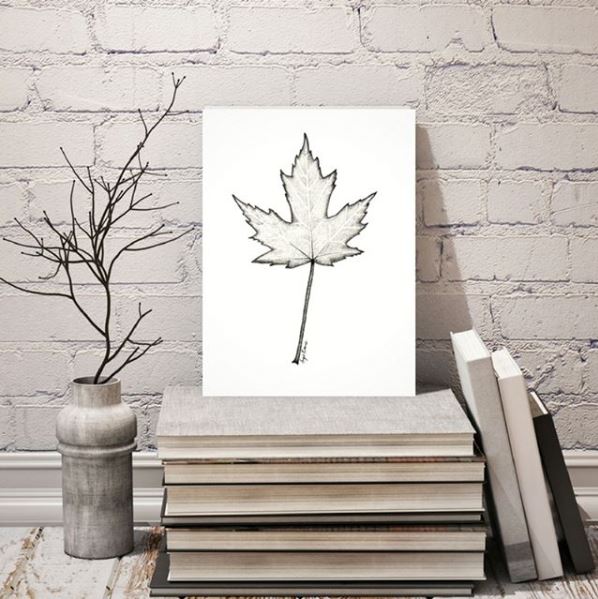 Maple Leaf Art Print-Pen and ink-Brush Point Studio