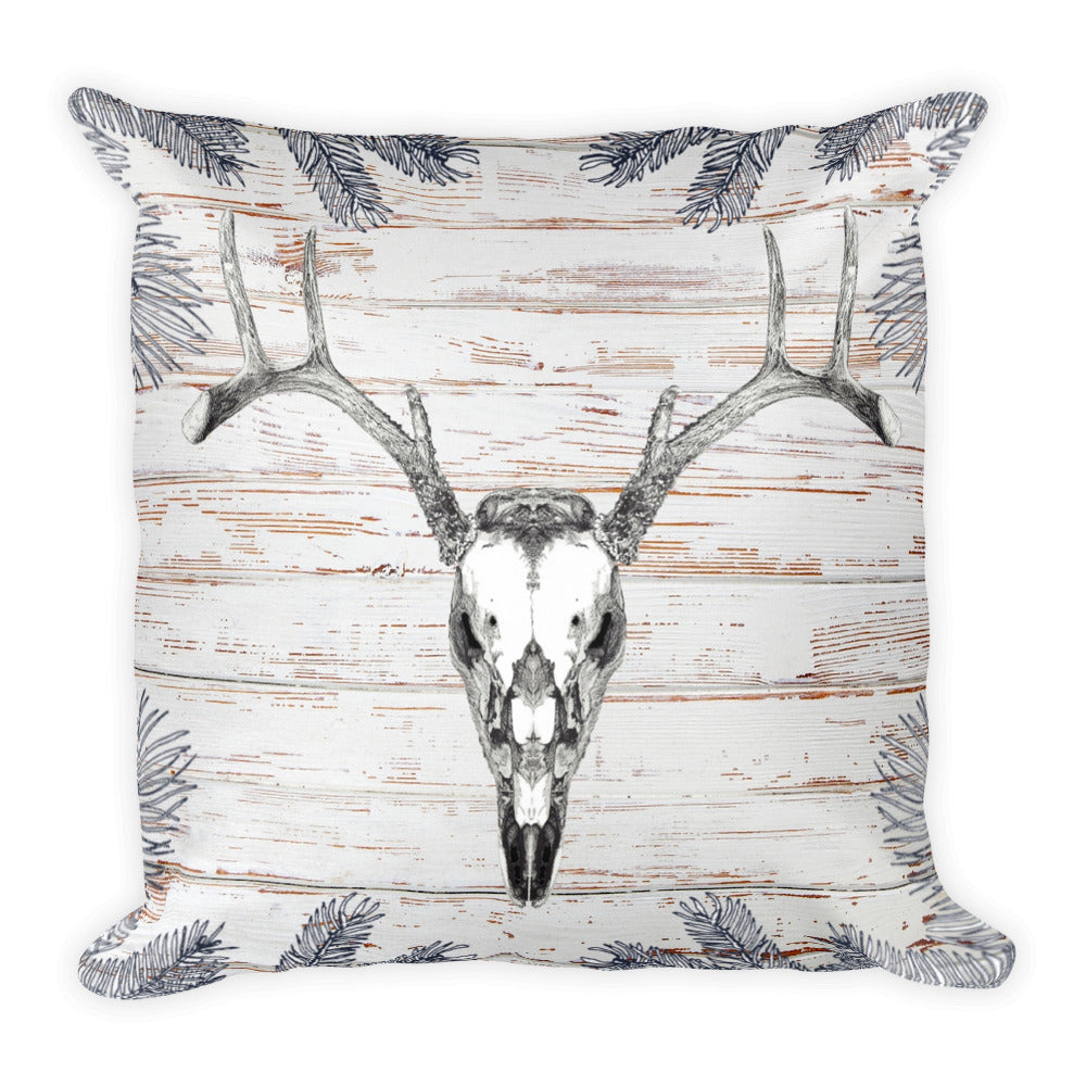 Grey Deer Skull Decorative Pillow