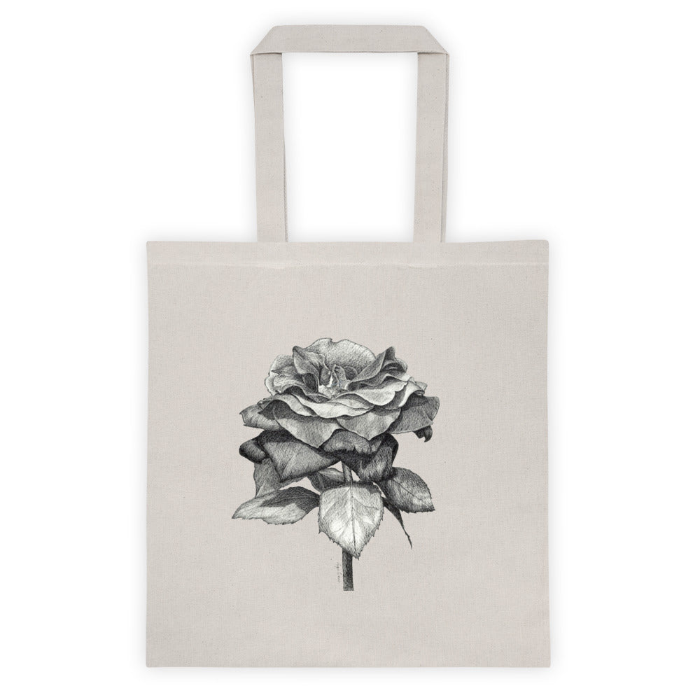 Black Rose Tote Bag- Brush Point Studio