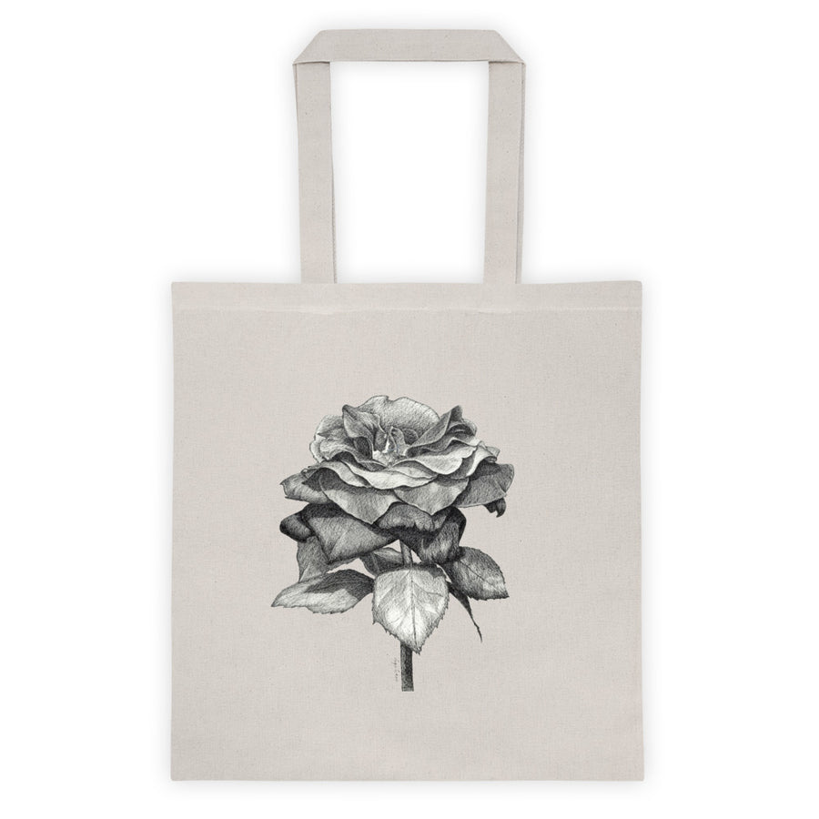Black Rose Tote Bag- Brush Point Studio